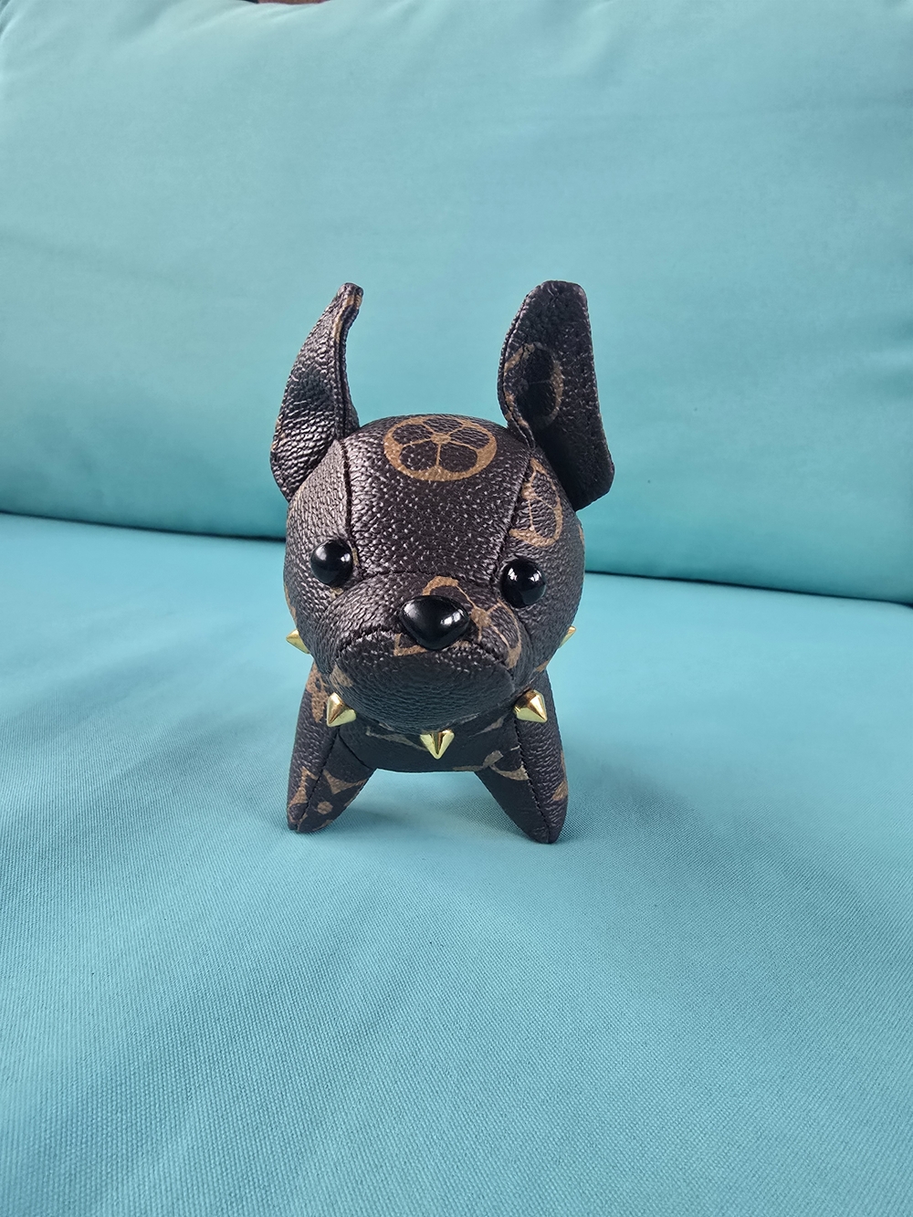 Studded Collar Dog Bag Charm - Brown - Picture 2 of 6